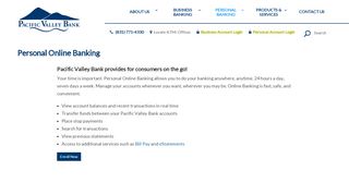 
                            10. Personal Online Banking | Pacific Valley Bank