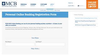 
                            6. Personal Online Banking Registration Form - MCB Bonaire