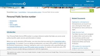 
                            5. Personal Public Service number - Citizens Information