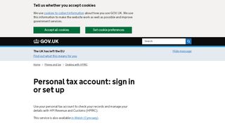 
                            1. Personal tax account: sign in or set up - GOV.UK