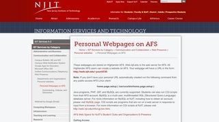 
                            6. Personal Webpages on AFS - Information Services & Technology - NJIT