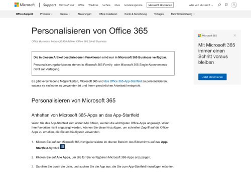 
                            1. Personalisieren von Office 365 - Office 365