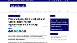 
                            8. Personalkasse SBB wechselt auf Serviceplattform der ... - Bahnonline.ch