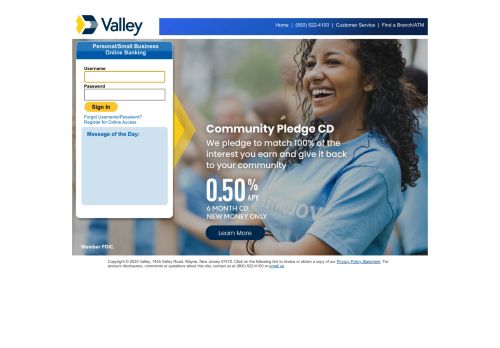 
                            6. Personal/Small Business Online Banking - Valley National Bank