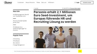 
                            1. PERSONIO erhält 2,1 Millionen Euro Seed-Investment