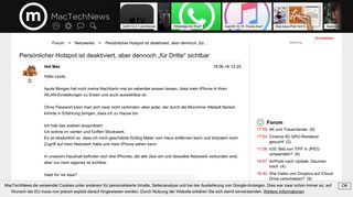 
                            11. Persönlicher Hotspot ist deaktiviert, aber dennoch „für Dritte ...