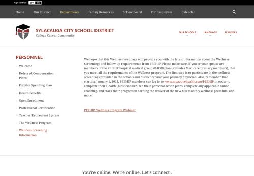 
                            11. Personnel / Wellness Screening Information - Sylacauga City School