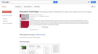 
                            5. Persuasive Technology: 8th International Conference, PERSUASIVE ...