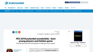 
                            10. PES 2018 potential wonderkids - best young players and hidden gems ...
