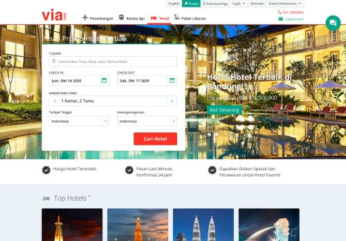 
                            3. Pesan Kamar Hotel Paling Murah dan Terbaik di Via.com Indonesia