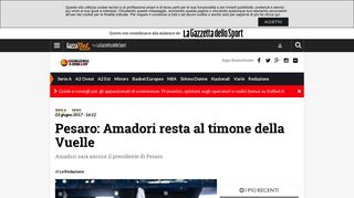 
                            12. Pesaro: Amadori resta al timone della Vuelle – Basketinside.com