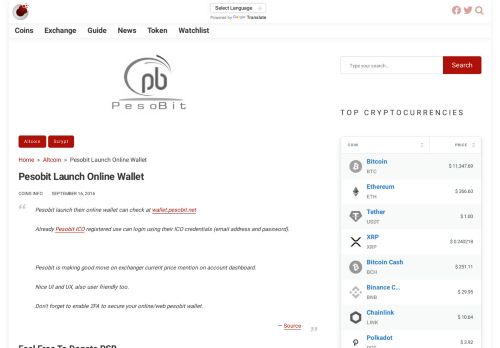 
                            4. Pesobit Launch Online Wallet – CoinsInfo