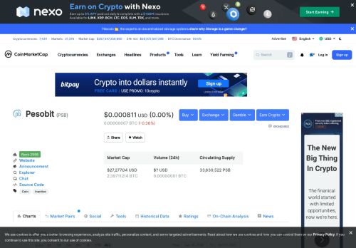 
                            6. Pesobit (PSB) price, charts, market cap, and other metrics ...