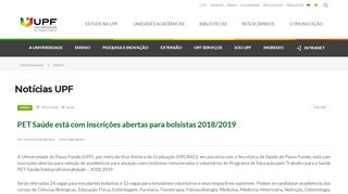 
                            13. PET Saúde está com inscrições abertas para bolsistas 2018/2019 ...