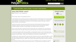 
                            8. Petição JOGO TRAVIAN - speed.pt : Petição Pública