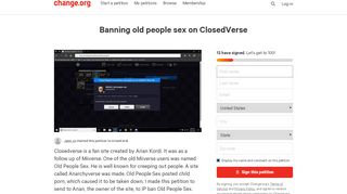 
                            10. Petition · ArianKordi: Banning old people sex on ClosedVerse ...