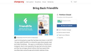 
                            11. Petition · Bring Back Friendlife · Change.org