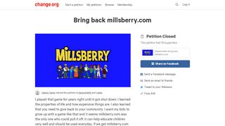 
                            8. Petition · Bring back millsberry.com · Change.org