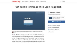 
                            2. Petition · David Karp: Get Tumblr to Change Their Login Page Back ...