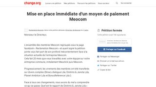 
                            6. Pétition · Directeur de Meocom: Mise en place immédiate d'un moyen ...