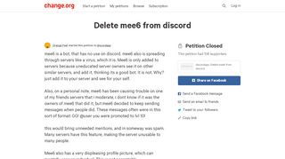 
                            9. Petition · discordapp: Delete mee6 from discord · Change.org