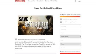 
                            12. Petition · Electronic Arts: Save Battlefield Play4Free · Change.org