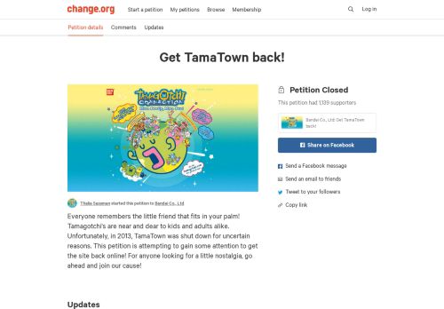 
                            9. Petition · Get TamaTown back! · Change.org
