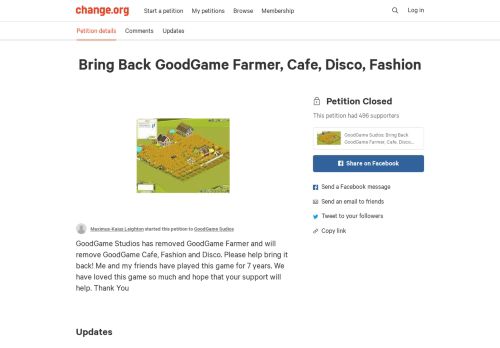 
                            13. Petition · GoodGame Sudios: Bring Back GoodGame Farmer, Cafe ...