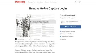
                            5. Petition · GoPro Support: Remove GoPro Capture Login · Change.org