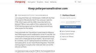 
                            13. Petition · marco.suvilaakso@polar.com: Keep polarpersonaltrainer ...