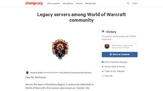 
                            6. Petition · Mike Morhaime: Legacy server among World of Warcraft ...