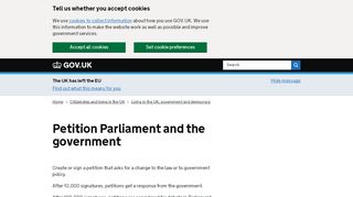
                            9. Petition Parliament and the government - GOV.UK