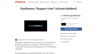 
                            13. Petition · PlanetRomeo: 