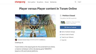 
                            10. Petition · Player versus Player content in Toram Online · Change.org