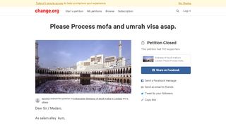 
                            9. Petition · Please Process mofa and umrah visa asap. · Change.org