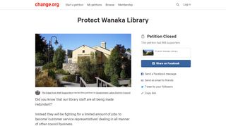 
                            9. Petition · Protect Wanaka Library · Change.org