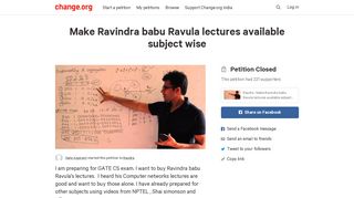 
                            6. Petition · Raudra : Make Ravindra babu Ravula lectures available ...