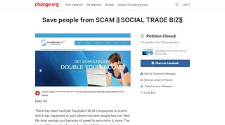 
                            7. Petition · Save people from SCAM || SOCIAL TRADE BIZ|| · Change.org