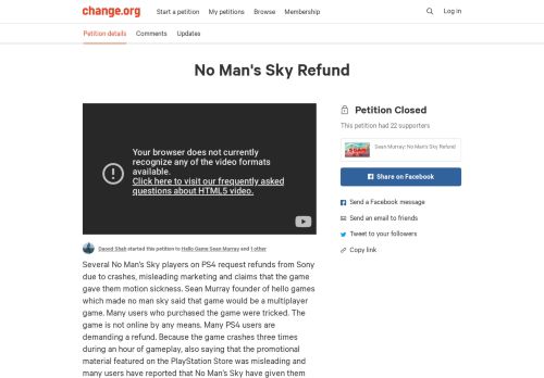 
                            13. Petition · Sean Murray: No Man's Sky Refund · Change.org
