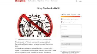 
                            8. Petition · Stop Starbucks UVIC · Change.org