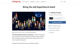 
                            10. Petition · The SuperSecret game team: Bring the old SuperSecret ...