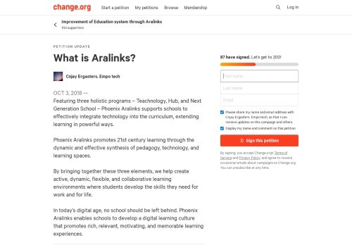 
                            13. Petition update · What is Aralinks? · Change.org