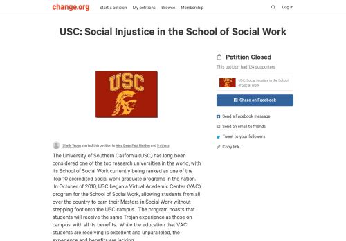 
                            8. Petition · USC: Social Injustice in the School of Social Work · Change.org