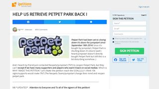 
                            9. Petition WE WANT PETPET PARK BACK ! (PETITION ...