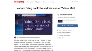 
                            11. Petition · Yahoo: Bring back the old version of Yahoo Mail! · Change.org
