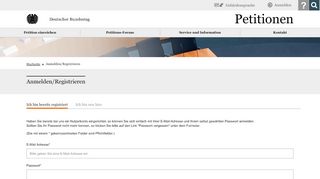 
                            2. Petitionen: Anmelden/Registrieren - Deutscher Bundestag