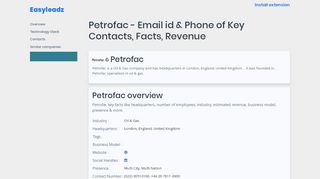 
                            9. Petrofac - Email id of Key Contacts, Facts, Revenue - Easyleadz