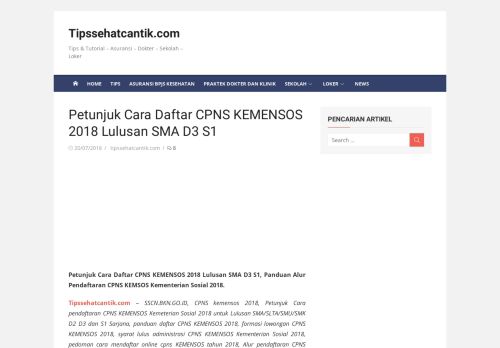 
                            9. Petunjuk Cara Daftar CPNS KEMENSOS 2018 Lulusan SMA D3 S1 ...