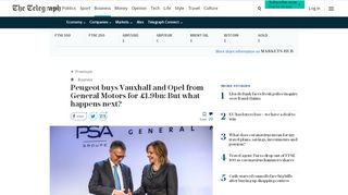 
                            11. Peugeot buys Vauxhall and Opel from General Motors for £1.9bn: But ...