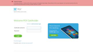 
                            2. PEX Cardholder: Login